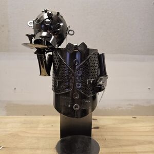Metallic Black Steampunk Buttler Wine Bottle Holder